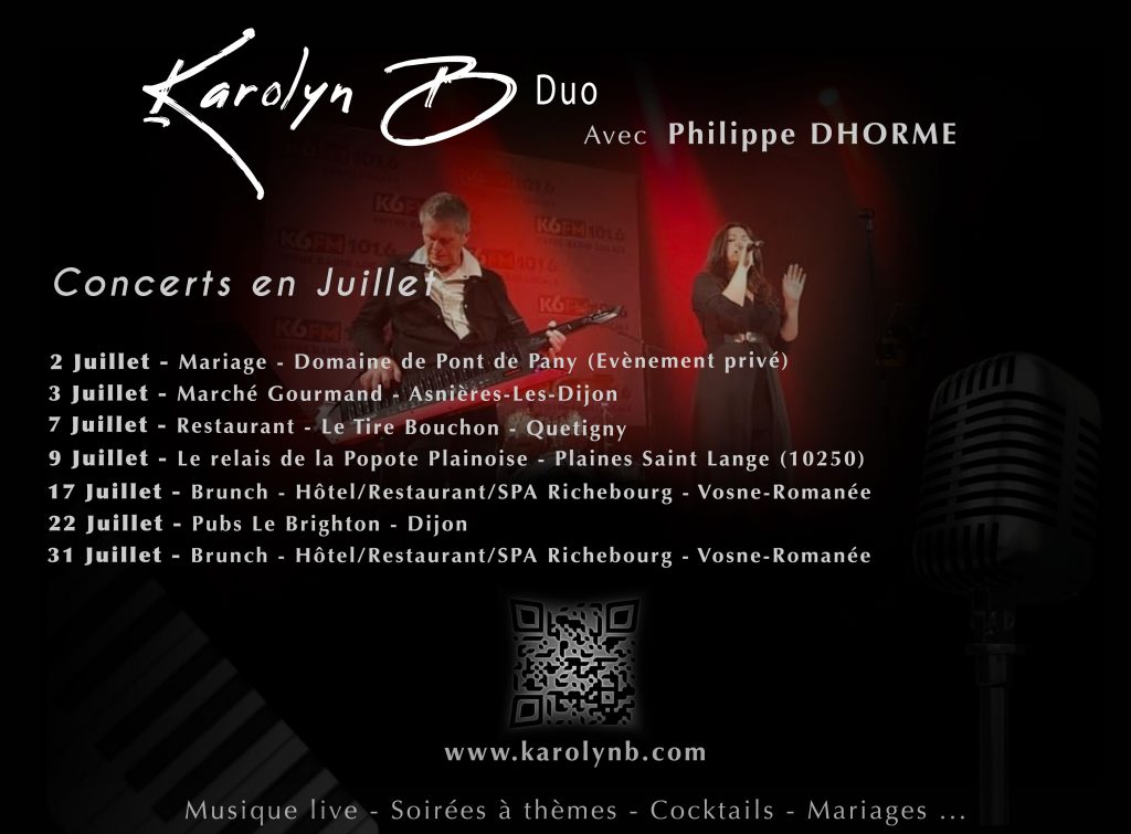 Affiche dates concerts Juillet Karolyn B Duo